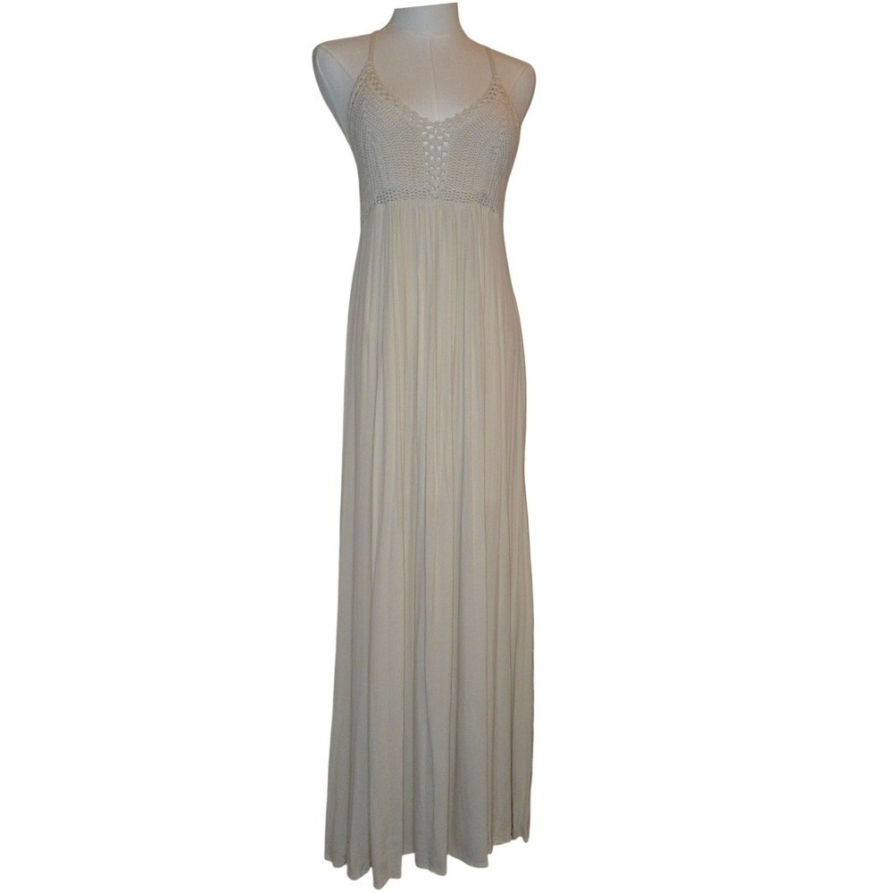 Lulus Ivory Crochet Lace‎ Maxi Dress Cottagecore Fairy Boho Wedding Guest S - Picture 2 of 13